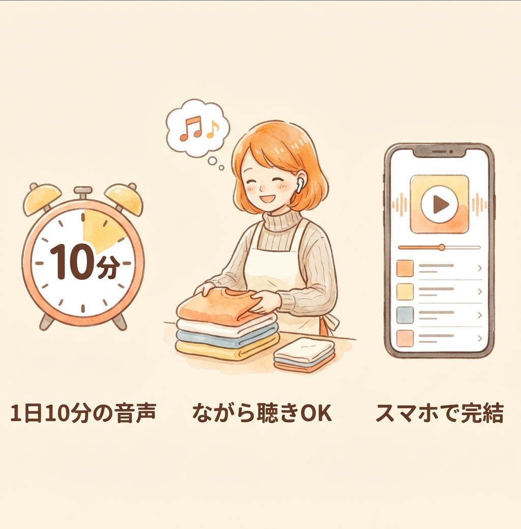 1日10分の音声・ながら聴きOK・スマホで完結